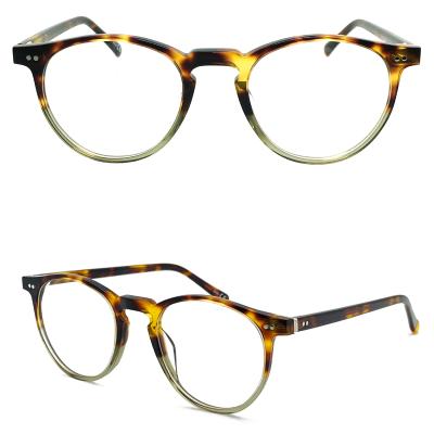 China 2020 New Acetate Material Acetate Material Hot Fashion Trendy Round Shape Glasses Frame Neutral Light Optical Printing Logo for sale