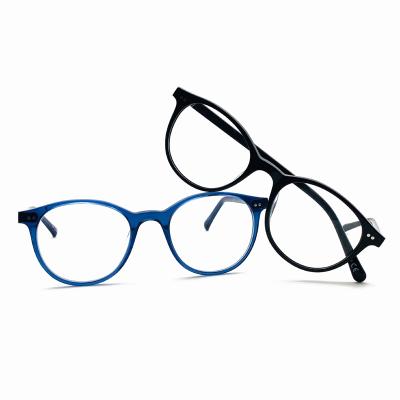 China 2020 New Trendy Acetate Material Eyeglasses Around Rim Designer Light Blocking Optical Frame Computer Glasses For Women Men for sale