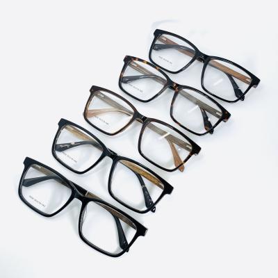 China Fashionable Hot Selling Acetate Optical Frame Wood Splicing Rectangular Neutral Spectacles Spectacle Frame for sale