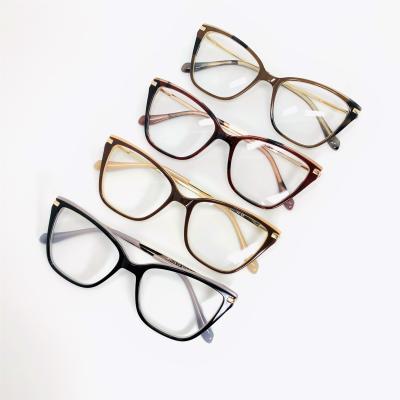 China Women 2020 Cat Eye Shape Optical Frame Fashion Glasses Acetate Two Colors Trendy Classic Glasses for sale