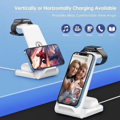 China Hot Selling Wireless Charger Multifunctional Mobile Phone Wireless Charger 3 in 1 Foldable Fast Phone Wireless Charger for sale