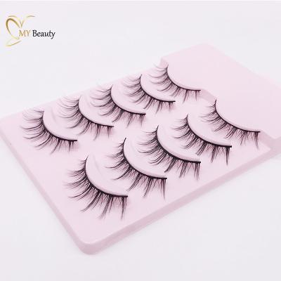 China 5 Pairs Wholesale Natural False Eyelashes Long Natural Hot Selling Synthetic False Lashes for sale