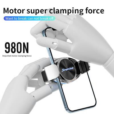 China Universal Custom Logo Car Phone Cell Phone Clip 360 Degree Fast Charging Auto Fastening Holder 15w Qi Wireless Charger for sale