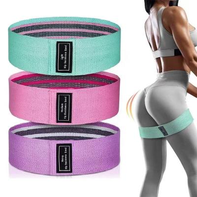 China High Elasticity Custom Logo Print 3 Cotton Fabric Hip Booty Bands Set Fitness Cloth Resistance Bands for sale