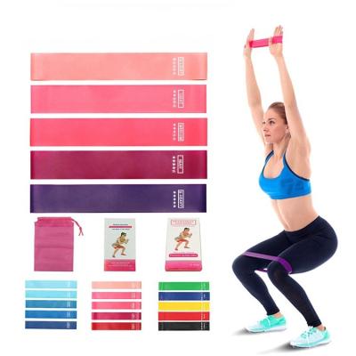 China Custom Printed Eco-Friendly Gym Logo Mini Yoga Stretch Band Latex Exercise Loop Band Resistance Band Sets for sale