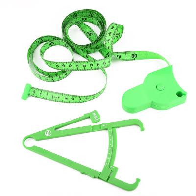 China Retractable Soft Green Printable Body Tape Measure Tape Set PVC Material Body Fat Gauge Gifts Promotional Body Measurement Tape With Your Logo for sale