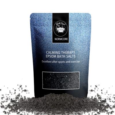 China Wholesale OEM Logo Custom Bag Pack Vegan Muscle Recovery Body Healing Scrub Herbal Sea Salt Unscented Black Charcoal Bath Salt for sale