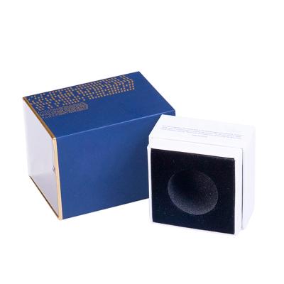 China Handmade High Quality Luxury Blue Logo Custom Wine Shaped Hard Cardboard Lid And Base Gift Packaging Box Printing Paper for sale