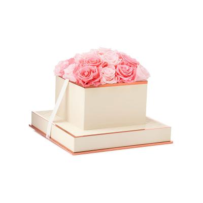 China Luxury Handmade Recycled High Quality Cardboard Logo Packaging Custom Lid And Beautiful Flower Box Low Paper Gift Boxes To Lover for sale