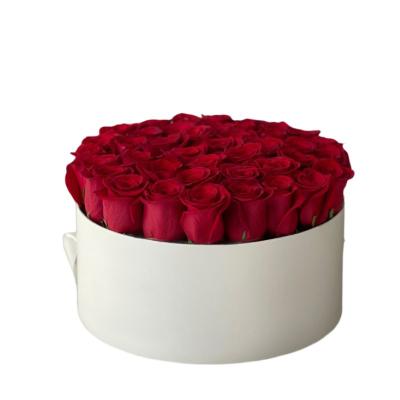 China Wholesale Handmade Lid And Base Round Flower Boxes With Custom Logo Printed Suede Box For Valentines Rose Gifts Flower Packaging Boxes for sale