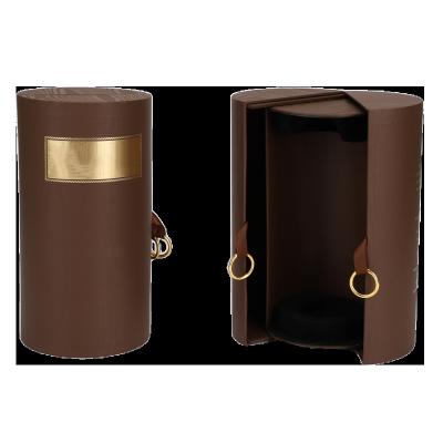 China High Quality Custom Made Luxury Handmade Logo Cardboard Paper Cylinder Tube Wine Box Packaging Paper Box With Gold Metal Lock for sale