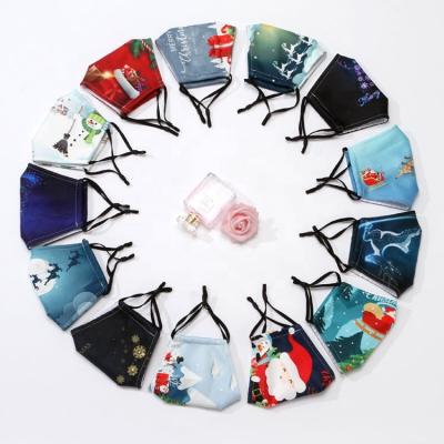 China Wholesale christmas printed facemask eco-friendly custom design cotton fashion reusable washable facecover cheap party maskes for adult for sale