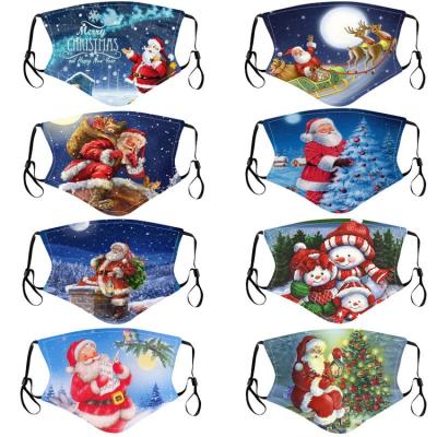 China Hot Selling Dustproof 3-Layer Cotton Party Santa Claus Face Maskes Can Be Put Filter Christmas Theme Facemask For Adults And Kids for sale