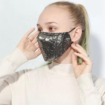 China 2020 new style factory wholesale eco-friendly sequin fashion party maskes for christmas decoration cheap hot sale dust reusable facemask for sale