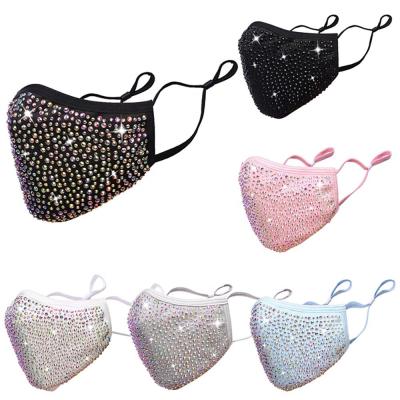 China 2020 New Fashion Rhinestone Reusable Dust Facemask Eco-friendly Shiny Cotton Mask For Party Decoration Suitable For Adults for sale