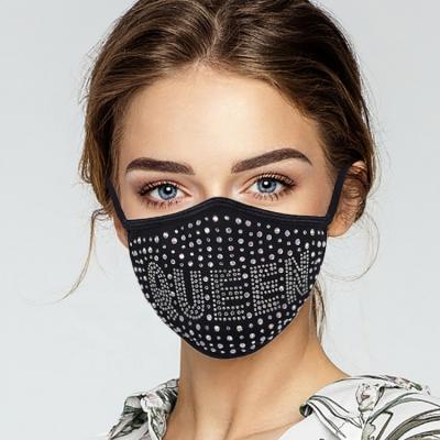 China Hot sale fashion rhinestone letter pattern trendy part dustproof facemask can be put filter can be adjusted personalized customization for sale