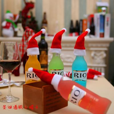 China Christmas Decoration Factory Wholesale Cheap Christmas Ornament Hats Small Felt Santa Claus Bottle Decoration 6*12cm for sale