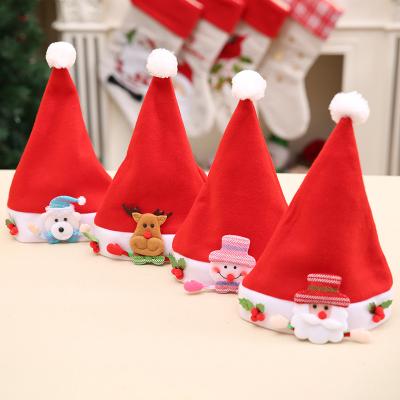 China Hot Selling Decorations Children's Christmas Decoration Christamas Christmas Hats Felt Santa Claus Hat For Kids 25*34cm for sale