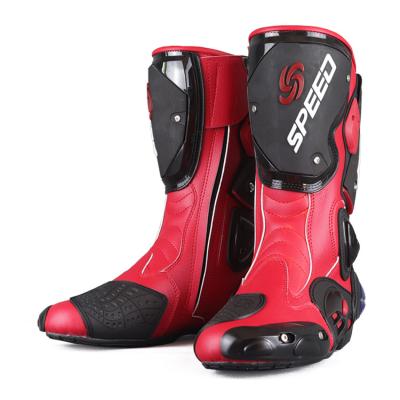 China Wholesale Breathable Custom Made High Fiber Leather Knee High Sports Motocross Motorcycle Shoes Hot Passionate Leather Professional Racing Boots for sale