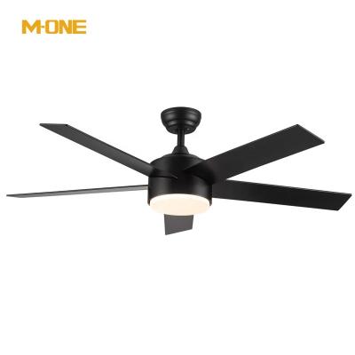 China Modern Black 5 Blade 52 Inch Ac 220v Led 24w Remote Control Home Nordic Modern Ceiling Fan With Light for sale