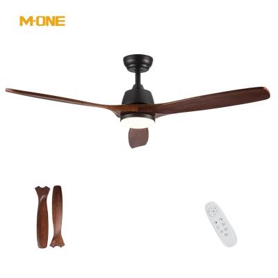 China Modern Wholesale Best Manufacturer Metal Copper Black Solid Wood 3 Blade Dc Ceiling Fan With Light for sale