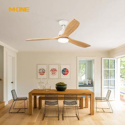 China Modern Factory Wholesale AC DC 110 220V Modern 3 Color Bedroom Wooden Blades LED Ceiling Fans With Light Remote Control for sale