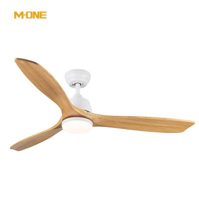 China New Modern Design Living Room 52 Inch Decorative Remote Control Wooden BBlades Bldc 3 Led Ceiling Fan With Light for sale