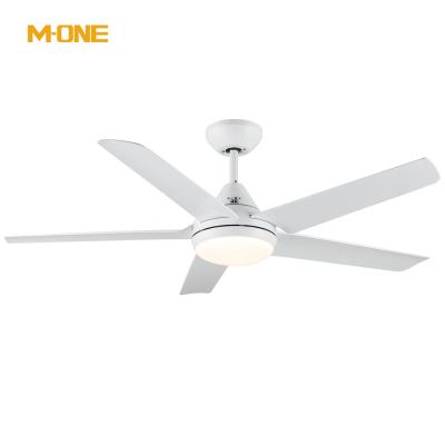 China Lowest Noise Modern Industrial Style OEM ODM 48 Inch Silver White Black Iron Blade Living Room Led Ceiling Fan Light With LED Light for sale