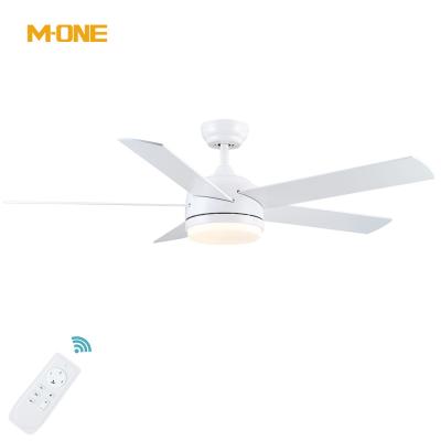 China ACmotor 220v 5 modern creative variable plywood blade remote control 52inch 3 color ODM OEM led ceiling fan with lights for sale