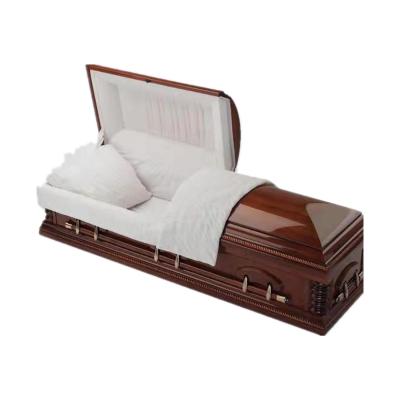 China Factory Direct Selling European Coffin Casket Traditional Carved Aspen Style Solid Wood Casket for sale