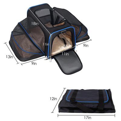 China Competitive Price Small Portable Folding Pet Carrier Air Carrier Bag Mesh Pouch Pet Cage Dog Cat Travel Bag for sale