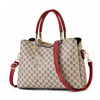 China High Quality Custom Brand High Quality Ladies Bags Burgundy PU Cross - Body Handbags Print Logo Women Tote Bag for sale