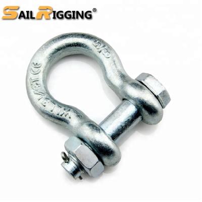 China Heavy Industry G2130 Quenched and Tempered 55T 55 Ton Carbon Steel Anchor Bow Shackle Drop Forged Us Type With Clevis Screw Pin for sale