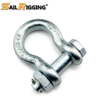 China Bolt Nut Type Heavy Industry USA CE Forged Steel Pin Bow Shape Shackles for sale