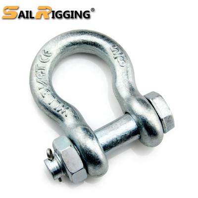 China Heavy Industry High Strength Bolt Type Electro Galvanized Safety Shackle 4-3/4T Bow Shackle for sale