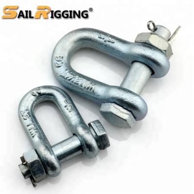 China Heavy Industry G2150 USA Type Bolt And Nut Alloy Steel Drop Forged Chain Clevis D Dee Shackle With Safety Pin for sale