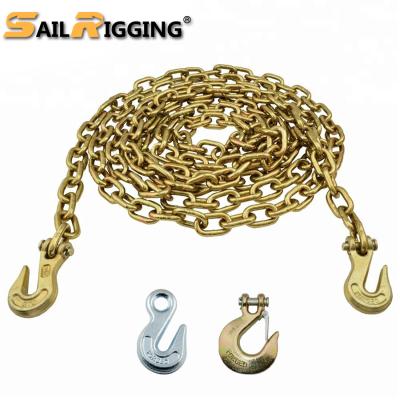 China Yellow Galvanized Conveyor Chain G43 Tow Truck Safety Chain Hooks for sale