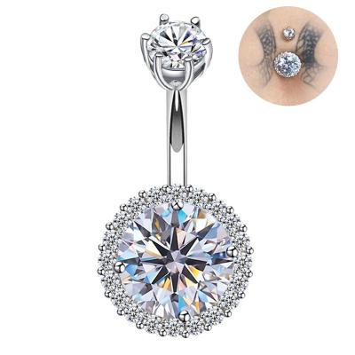 China FASHIONABLE Button Ring Navel Body Piercing Jewelry of 925 Sterling Silver Cubic Zircon Belly for sale