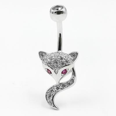 China FASHIONABLE 925 Sterling Silver Fox Belly Ring Animal Navel Piercing Jewelry for sale