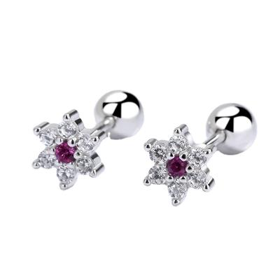 China FASHIONABLE 925 Sterling Silver Stud Earring Snowflake screw back tragus helix cartilage piercing body jewelry for sale