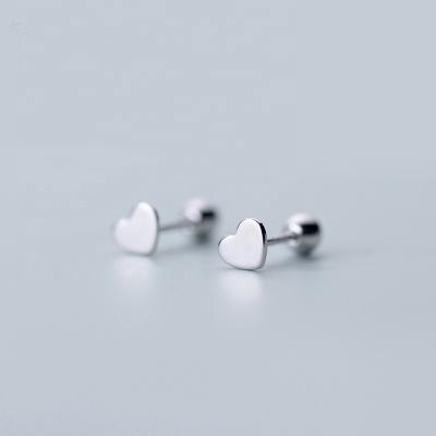 China 925 Sterling Silver TRENDY Threaded Earring Tiny Heart Screw Earring Back Findings for sale