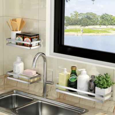 China New Hot Sale 304 Stainless Steel Kitchen Sustainable Rectangular Spice Rack Bathroom Hanging Shelf Multifunctional for sale