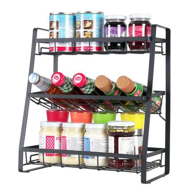 China Viable Cabinet Organizer Spice Rack Hot Selling 3 Tier Storage Shelf Jar Rack Storage Shelf for sale