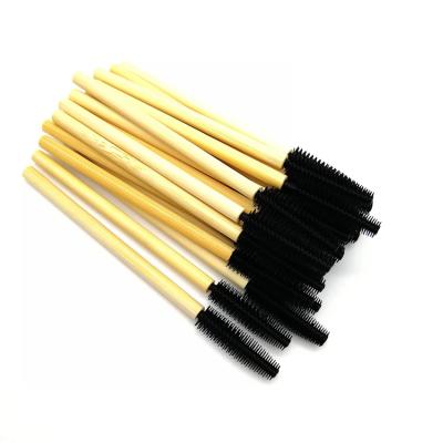 China Bamboo Brush Logo Eyelash Mascara Wand Wholesale Custom Coloful Handle Silicone Eyebrow Eco-friendly for sale