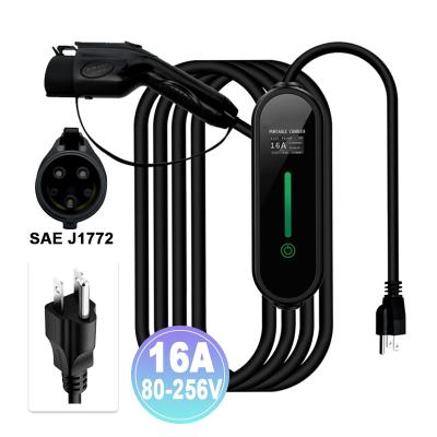 China Voltage Monitoring AC 16A Ev Charger 3.3KWLevel 1 Ev Charger Portable Electric Vehicle Car Charger SAE J1772 for sale