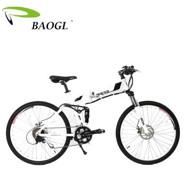 China Aluminum Alloy Foldable Electric Bike / Electric Bicycle 20 Inch Chopper Bike Full Suspension for sale