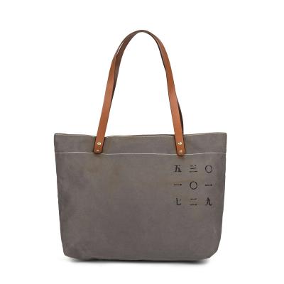 China Fashion XIZI 20020 PU Leather Material Canvas Bag Shopping Bag Tote Handbag With PU Leather for sale