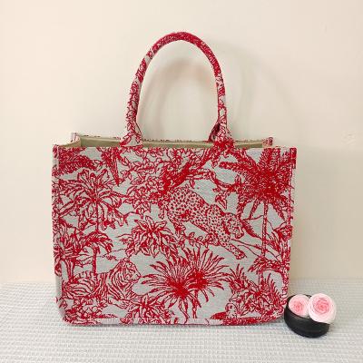 China No Factory Direct Jacquard Beach Tote Bags 2023 Embroidery Luxury Travel Handbag With Two Inner Pockets Large Capacity Shopping Bag for sale