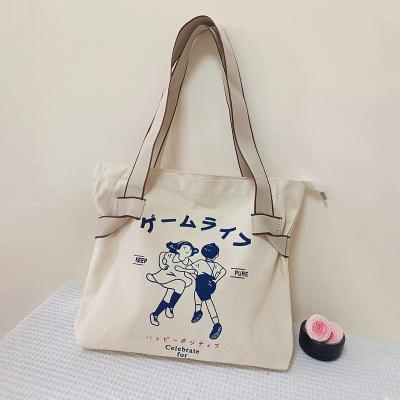 China No Factory Direct Canvas Tote Bags For Female Students 2023 Style Designer Handbags Lady Cartoon Preppy Anime Printing Shoulder Bags for sale