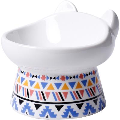 China Factory Wholesale Non-automatic Pet Bowl Dog Cat Water Feeder Raised Ceramic Bowl for sale